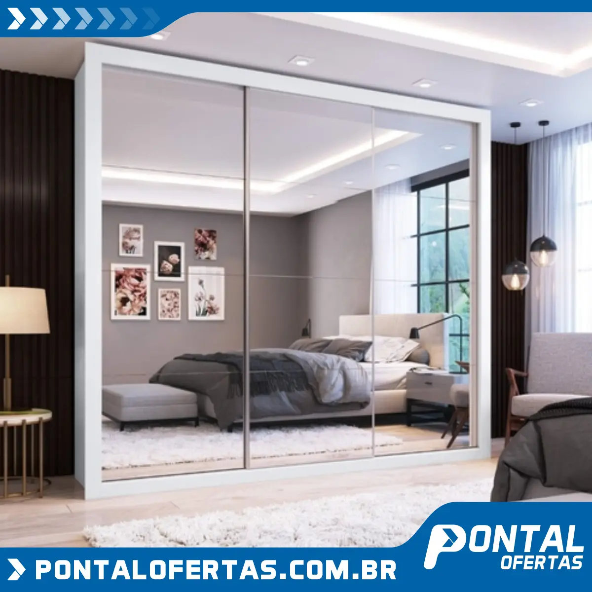 Guarda Roupa Casal com Espelho 3 Portas de Correr Flórida Espresso Móveis Branco Guarda Roupa Casal com Espelho 3 Portas de Correr Flórida Espresso Móveis Branco