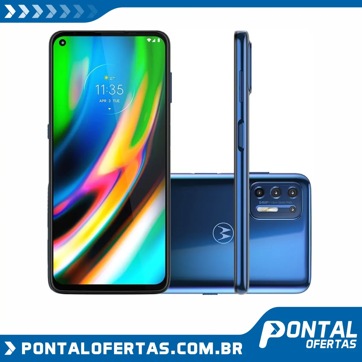 Smartphone Motorola Moto G9 Plus Dual Chip Desbloqueado Android 10 Tela 6.8" 128GB 4G Câmera Quadrupla 64MP + 8MP+ 2MP + 2MP Qualcomm Snapdragon - Azul Índigo Smartphone Motorola Moto G9 Plus Dual Chip Desbloqueado Android 10 Tela 6.8" 128GB 4G Câmera Quadrupla 64MP + 8MP+ 2MP + 2MP Qualcomm Snapdragon - Azul Índigo