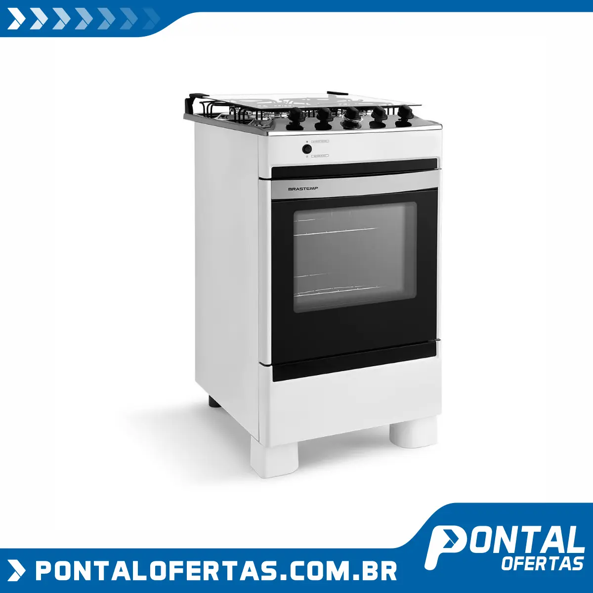 Fogão Brastemp 4 bocas Branco com botões removíveis e vidro panorâmico BIVOLT Fogão Brastemp 4 bocas Branco com botões removíveis e vidro panorâmico BIVOLT