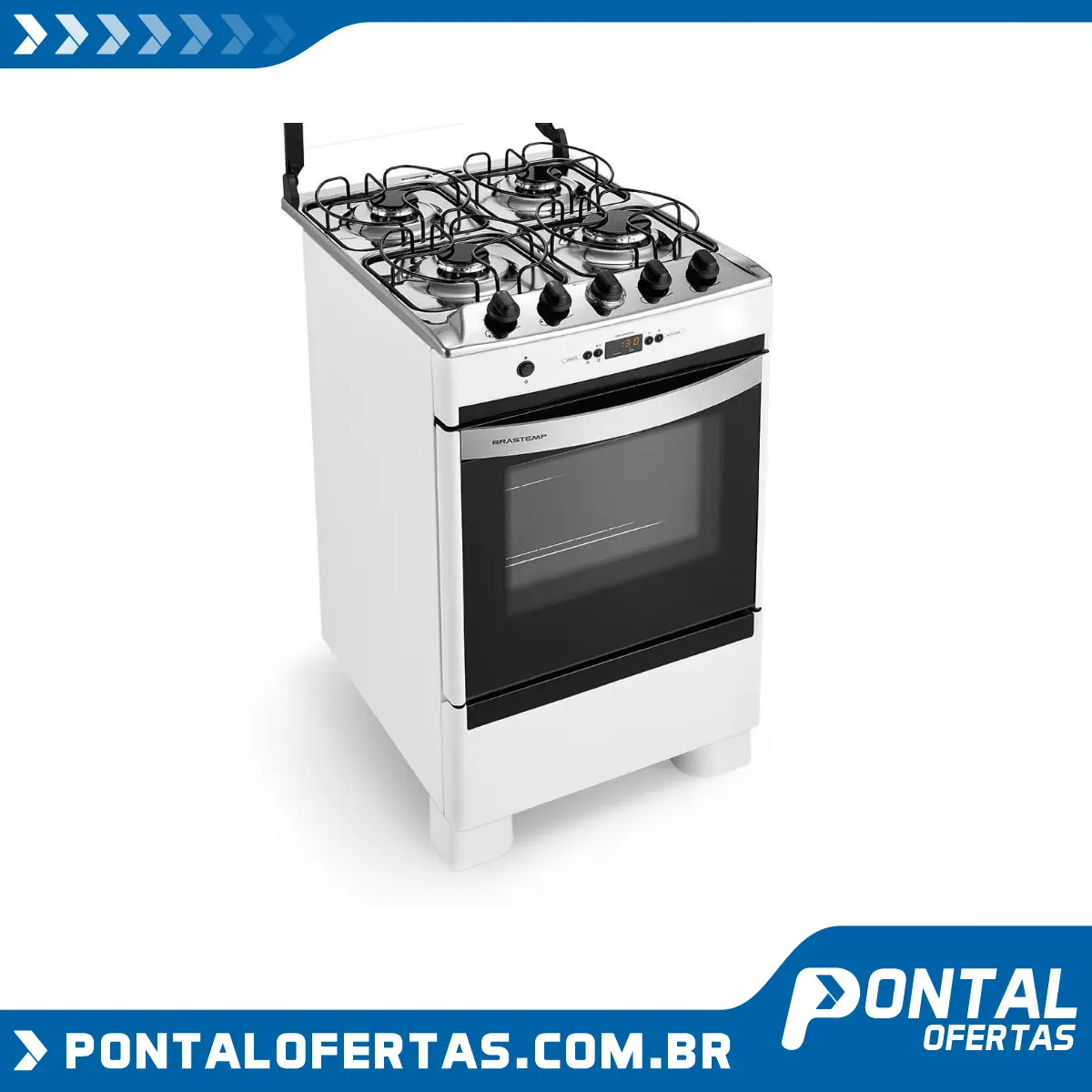 Fogão Brastemp 4 bocas Branco com timer digital BIVOLT Fogão Brastemp 4 bocas Branco com timer digital BIVOLT