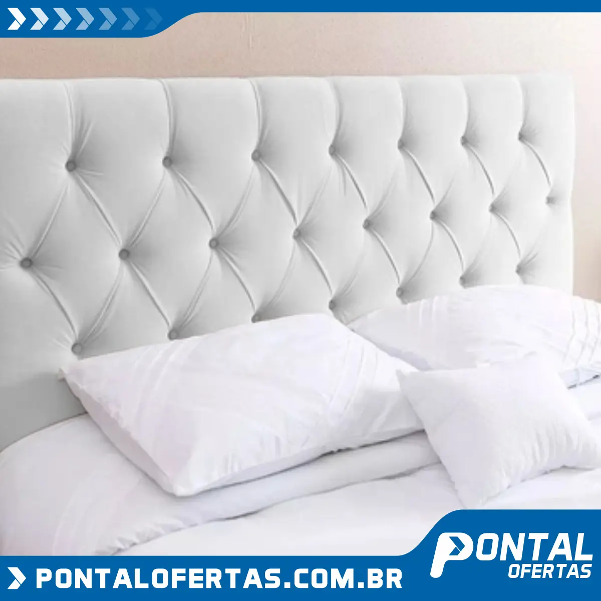 Cabeceira Painel Paris Casal Para Cama Box Branca - Estilo Capitone Cabeceira Painel Paris Casal Para Cama Box Branca - Estilo Capitone