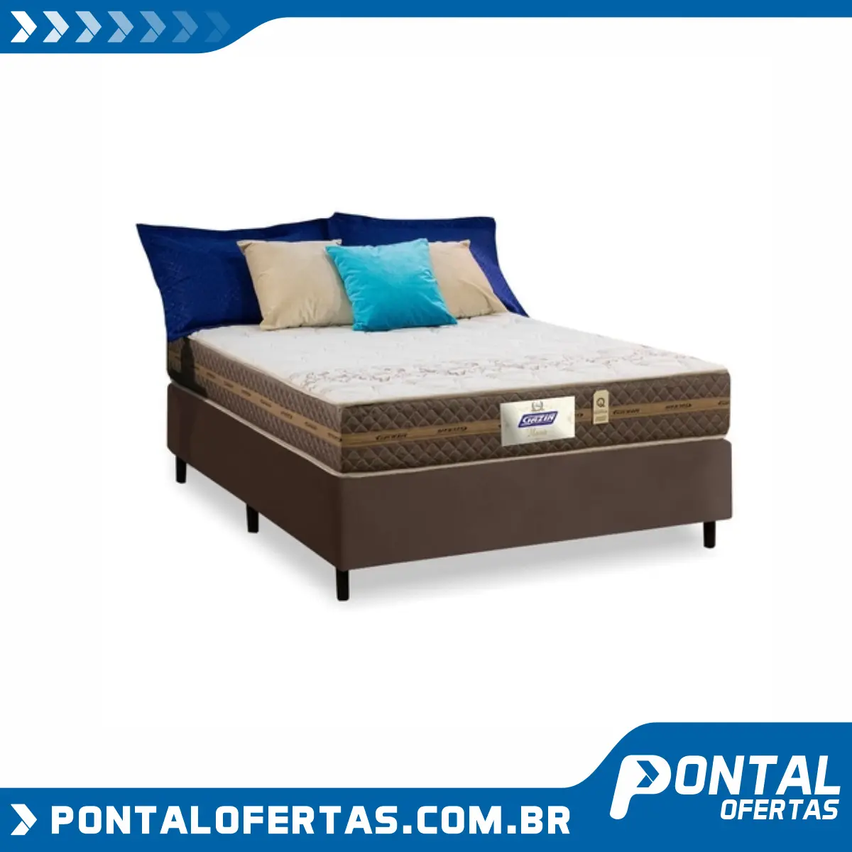 Cama Box Casal Colchão Molas Flora Marrom 138x188x60cm Cama Box Casal Colchão Molas Flora Marrom 138x188x60cm