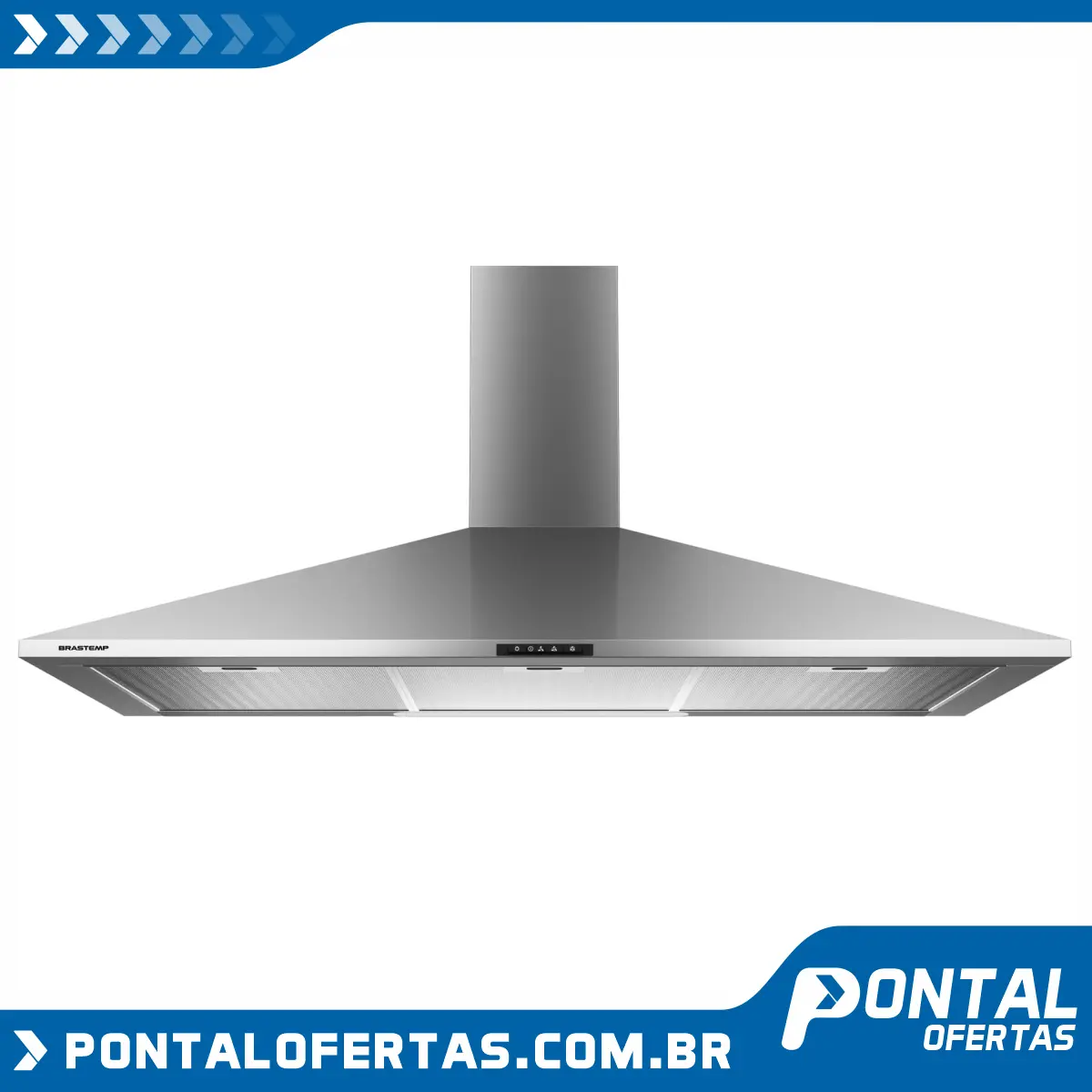 Coifa de Parede Brastemp 90 cm Inox piramidal 5 e 6 bocas com duplo filtro Coifa de Parede Brastemp 90 cm Inox piramidal 5 e 6 bocas com duplo filtro
