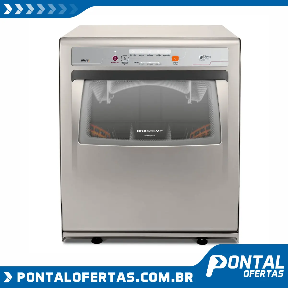 Lava Louças 8 Serviços Brastemp Compacta Prata com Ciclo Pesado Lava Louças 8 Serviços Brastemp Compacta Prata com Ciclo Pesado