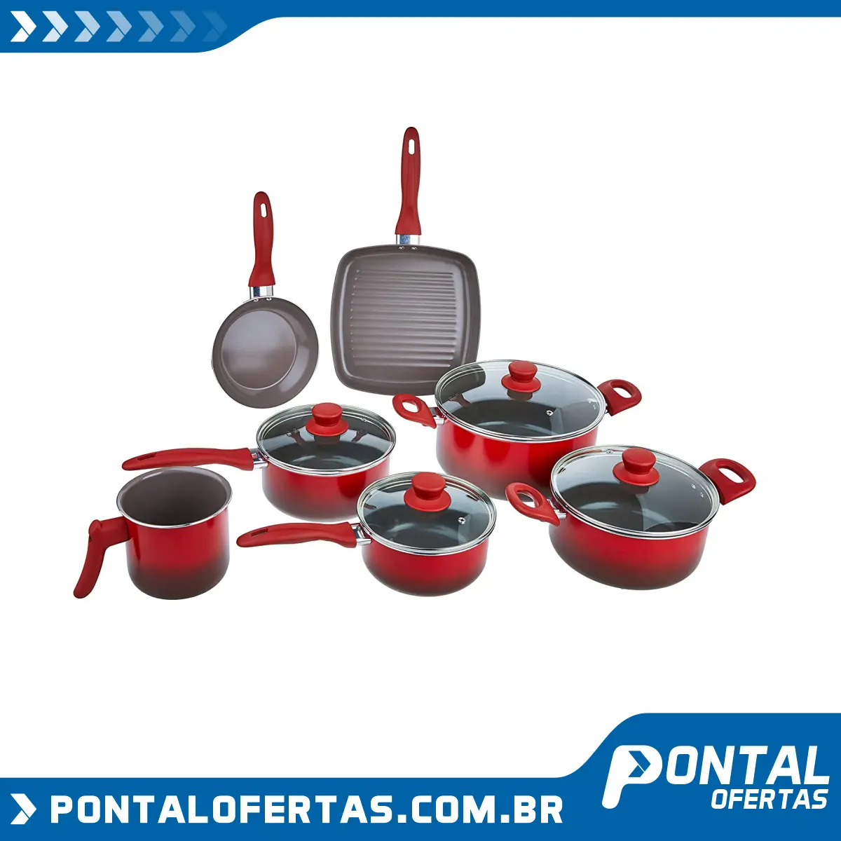 Conjunto Panelas Ceramic Brinox Life Smart Vermelho Conjunto Panelas Ceramic Brinox Life Smart Vermelho