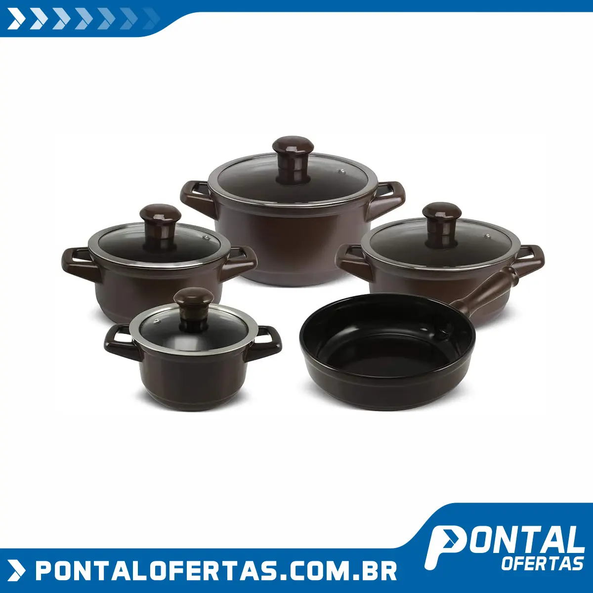 Conjunto de Panelas de Cerâmica Duo Smart, 5 Peças, Chocolate, Ceraflame Conjunto de Panelas de Cerâmica Duo Smart, 5 Peças, Chocolate, Ceraflame