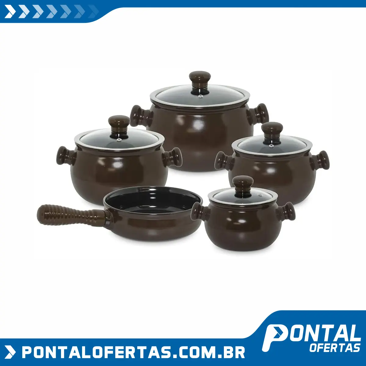 Conjunto de Panelas de Cerâmica Premiere, 5 Peças, Chocolate, Ceraflame Conjunto de Panelas de Cerâmica Premiere, 5 Peças, Chocolate, Ceraflame
