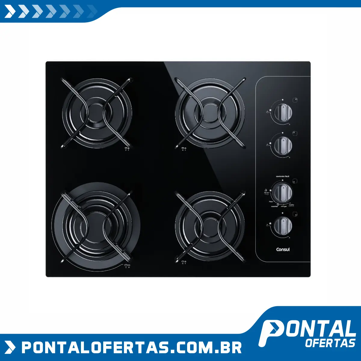 Cooktop 4 bocas Consul com controle fácil e acendimento automático - BIVOLT Cooktop 4 bocas Consul com controle fácil e acendimento automático - BIVOLT