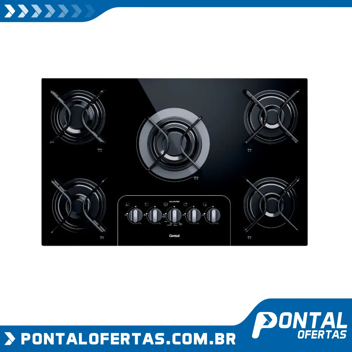 Cooktop 5 bocas Consul com controle fácil e acendimento automático - BIVOLT Cooktop 5 bocas Consul com controle fácil e acendimento automático - BIVOLT