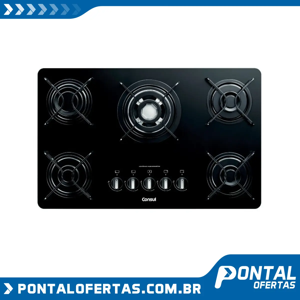 Cooktop 5 bocas Consul com quadrichama e acendimento automático - BIVOLT Cooktop 5 bocas Consul com quadrichama e acendimento automático - BIVOLT