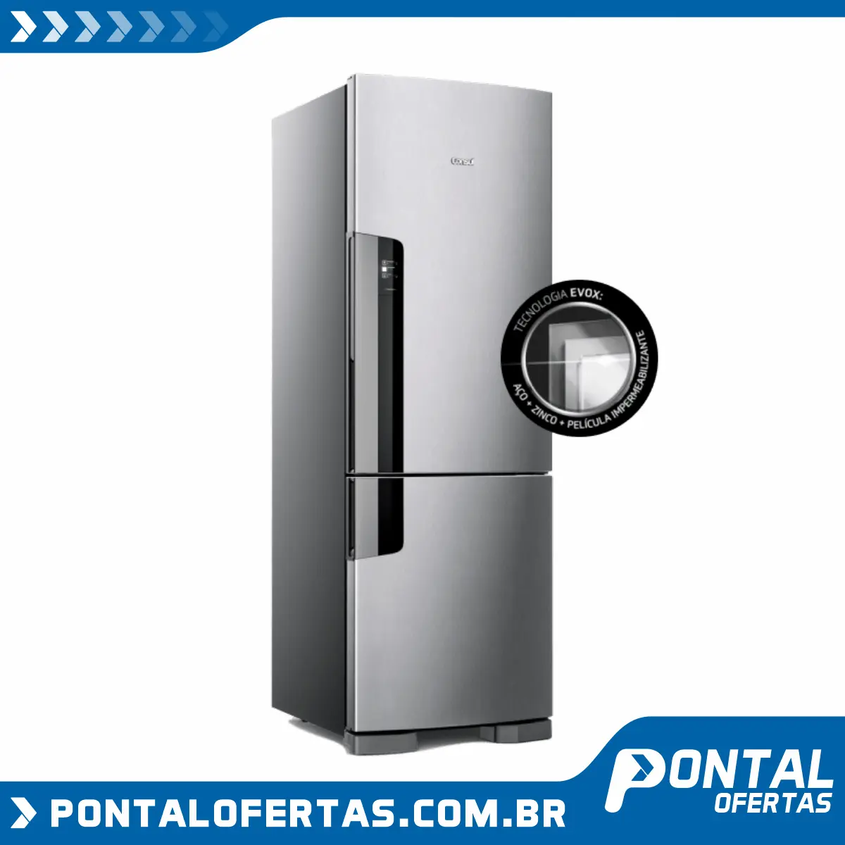 Geladeira Consul Frost Free Duplex 397 litros Evox com freezer embaixo Geladeira Consul Frost Free Duplex 397 litros Evox com freezer embaixo