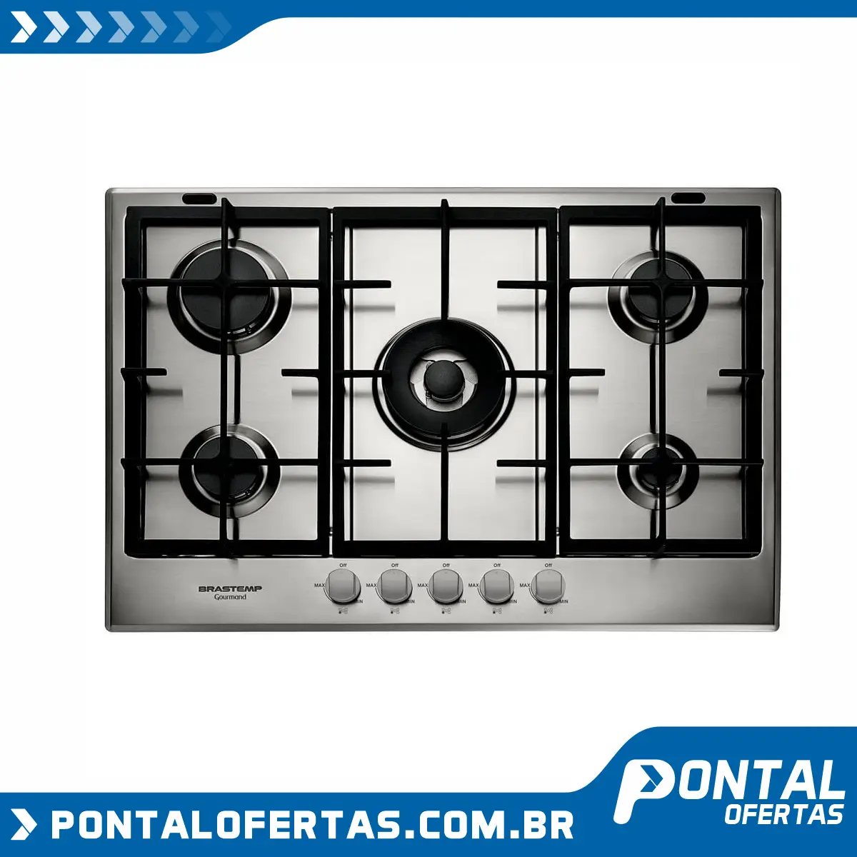 Cooktop 5 bocas Brastemp Gourmand Inox com duplachama e trempe com ferro fundido Cooktop 5 bocas Brastemp Gourmand Inox com duplachama e trempe com ferro fundido