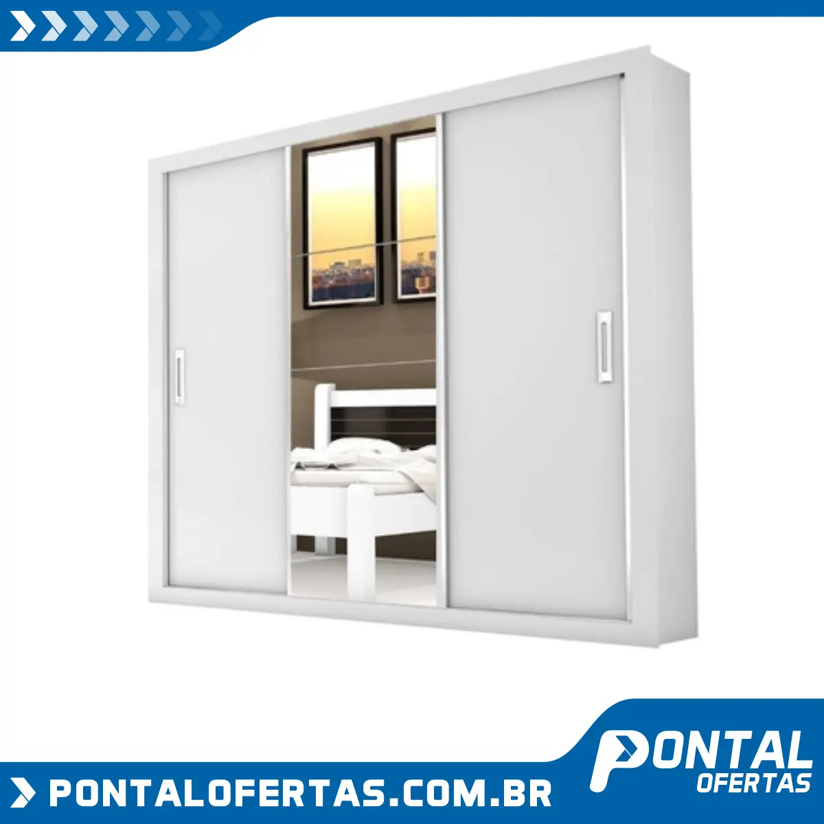 Guarda Roupa Casal com Espelho 3 Portas de Correr Lara Espresso Móveis Branco Guarda Roupa Casal com Espelho 3 Portas de Correr Lara Espresso Móveis Branco