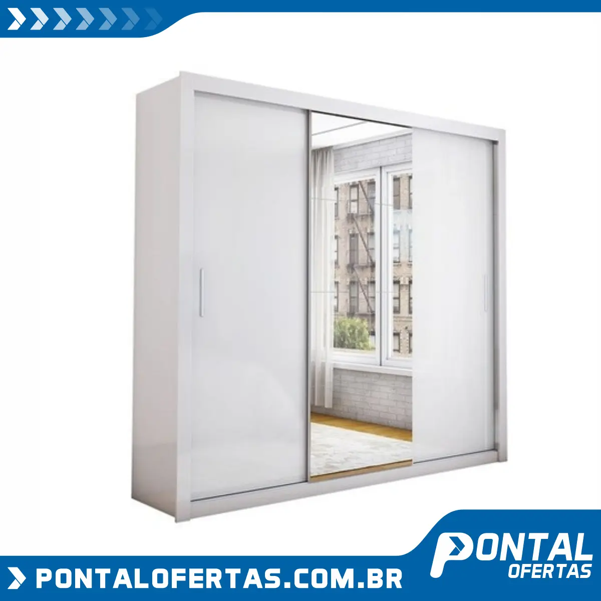 Guarda-Roupa Isabela 3 Portas de Correr com Espelho Branco -Carioca Moveis Guarda-Roupa Isabela 3 Portas de Correr com Espelho Branco -Carioca Moveis