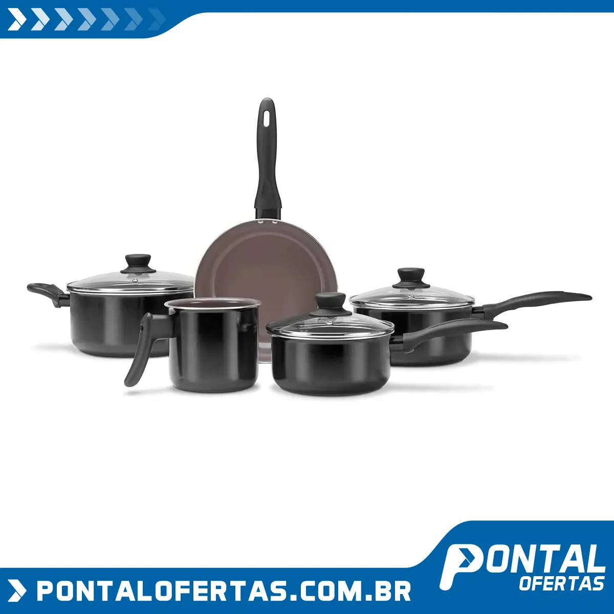 Jogo de Panelas 5 Peças Easy, Pro Ceramic Premium, Preto, Brinox Jogo de Panelas 5 Peças Easy, Pro Ceramic Premium, Preto, Brinox