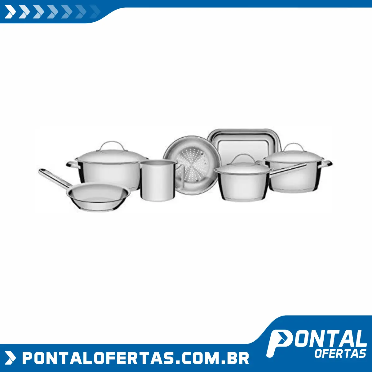 Jogo de Panelas com Fundo Triplo 7 Peça Tramontina Inox Jogo de Panelas com Fundo Triplo 7 Peça Tramontina Inox