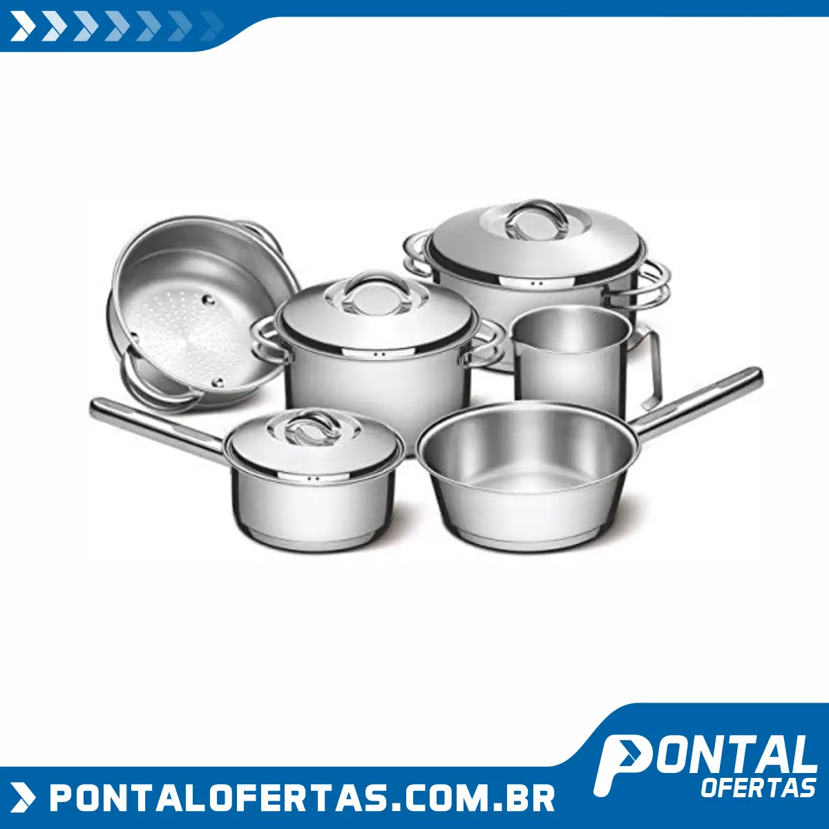 Jogo de Panelas com Fundo Triplo, Tramontina, Solar Inox Jogo de Panelas com Fundo Triplo, Tramontina, Solar Inox