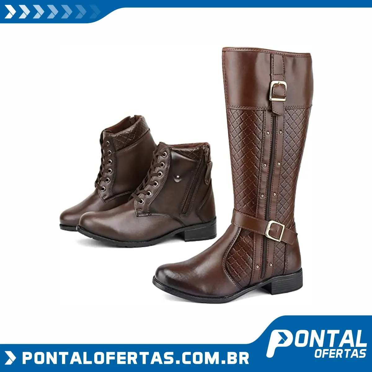 Kit 2 Pares de Bota Feminina Cano Longo + Cano Curto Kit 2 Pares de Bota Feminina Cano Longo + Cano Curto