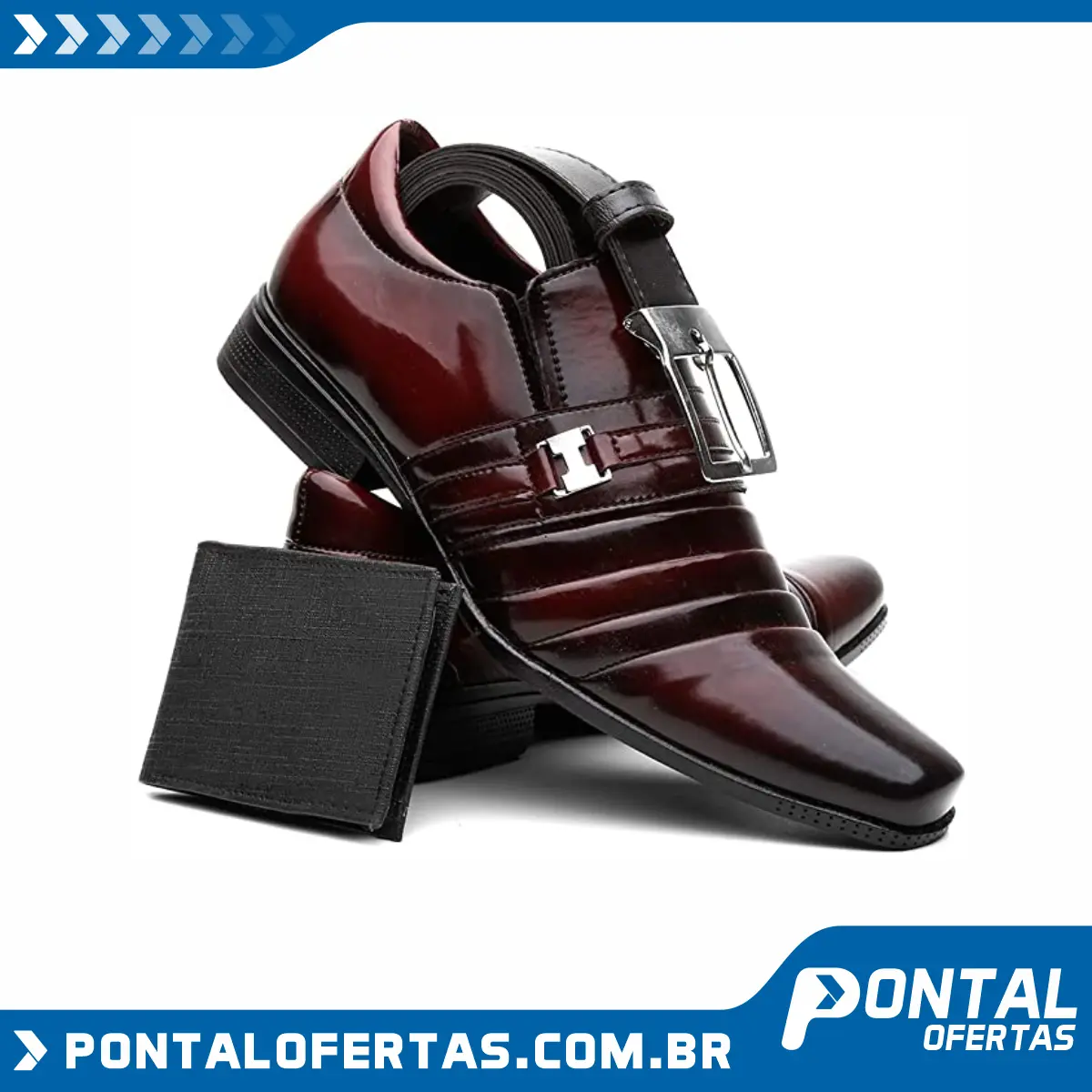 Kit Sapato Social Masculino Verniz com Carteira e Cinto Kit Sapato Social Masculino Verniz com Carteira e Cinto