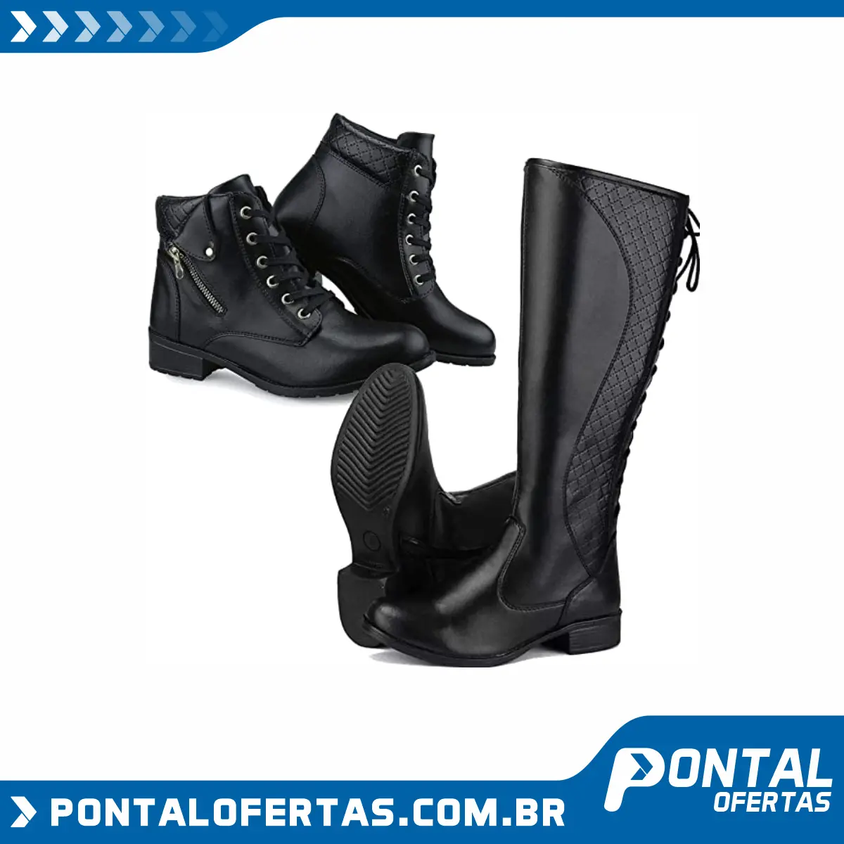Kit com 2 Pares de Botas Casual Feminina Cano Longo e Cano Curto Kit com 2 Pares de Botas Casual Feminina Cano Longo e Cano Curto