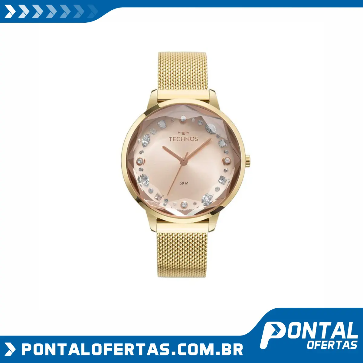 Relógio Technos Crystal Feminino Dourado Analógico 2036MMW/1T Relógio Technos Crystal Feminino Dourado Analógico 2036MMW/1T