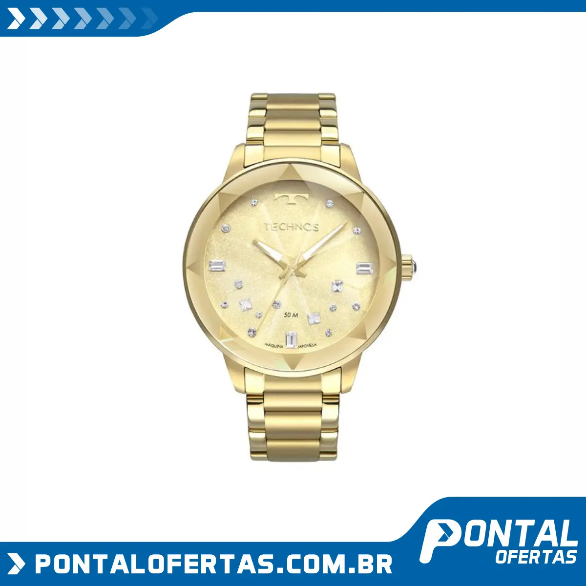 Relógio Technos Crystal Feminino Dourado Analógico 2039CE/4X Relógio Technos Crystal Feminino Dourado Analógico 2039CE/4X