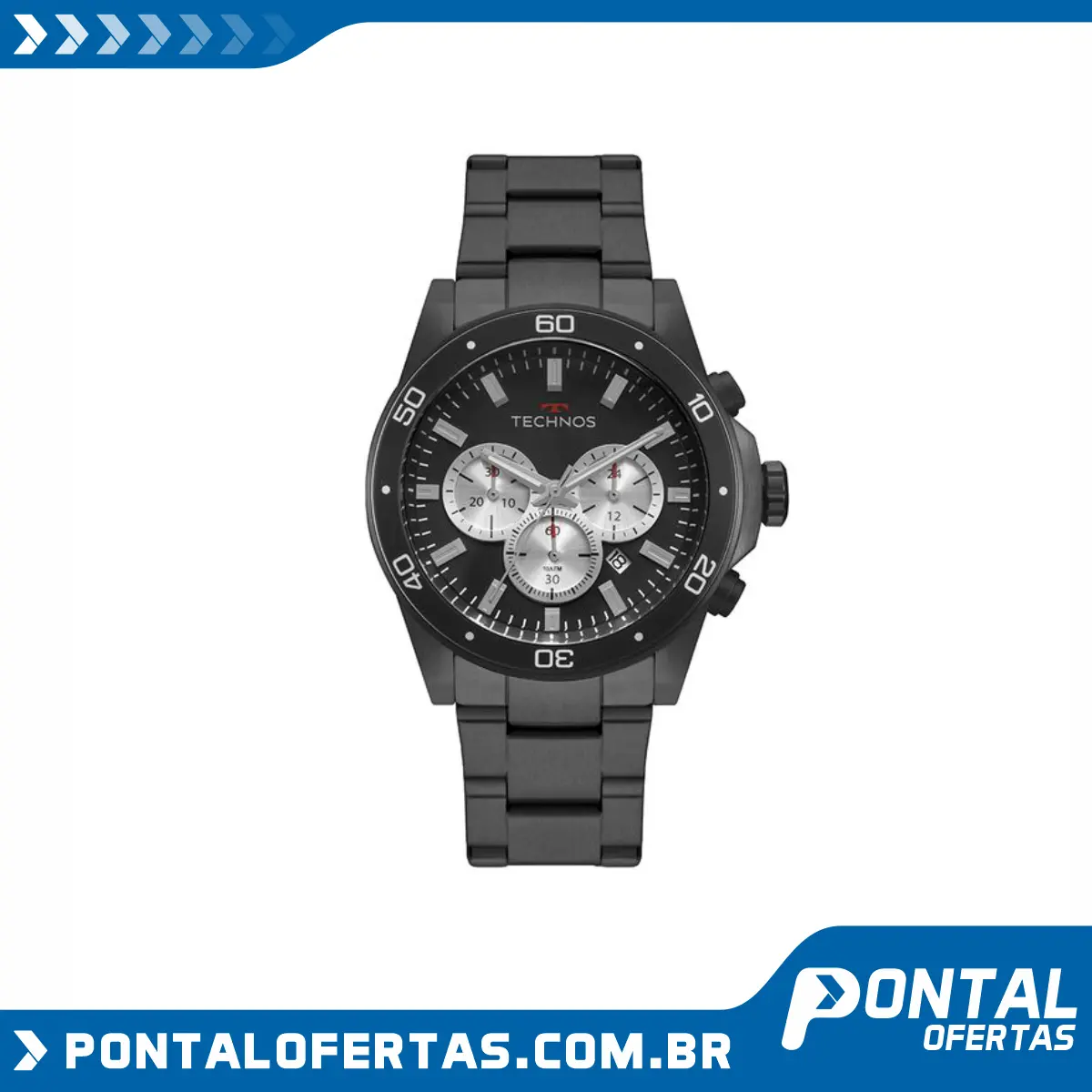 Relógio Technos Skymaster Masculino Preto Analógico JS25CA/4P Relógio Technos Skymaster Masculino Preto Analógico JS25CA/4P