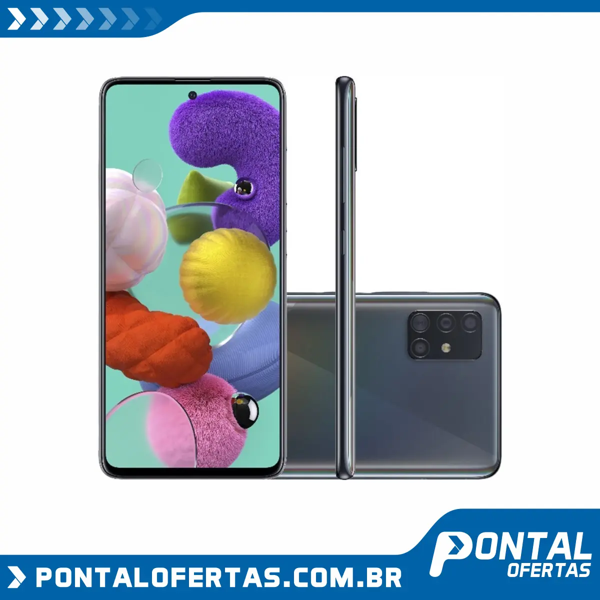 Smartphone Samsung Galaxy A51 Android Tela 6,5" Super Amoled Octa-Core 2.3 128GB 4G Câmera 48MP+12MP+5MP+5MP - Preto Smartphone Samsung Galaxy A51 Android Tela 6,5" Super Amoled Octa-Core 2.3 128GB 4G Câmera 48MP+12MP+5MP+5MP - Preto