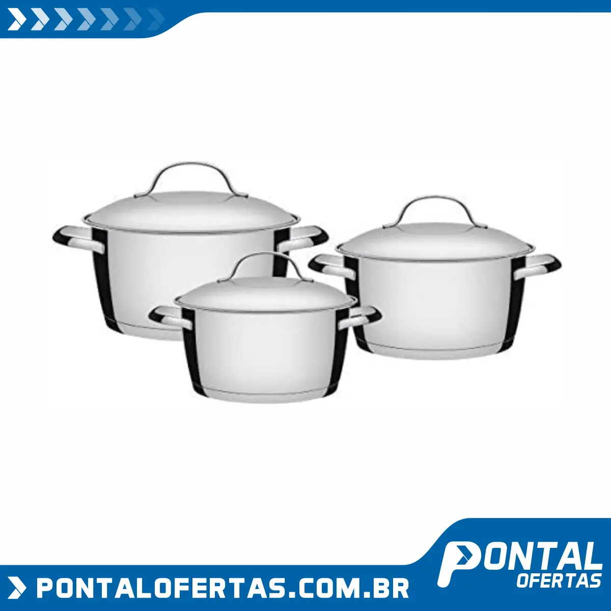 Tramontina Allegra 65660220 Conjunto de 3 Panelas de com Base Tripla e Tampas de Aço Inoxidável, Prata Tramontina Allegra 65660220 Conjunto de 3 Panelas de com Base Tripla e Tampas de Aço Inoxidável, Prata