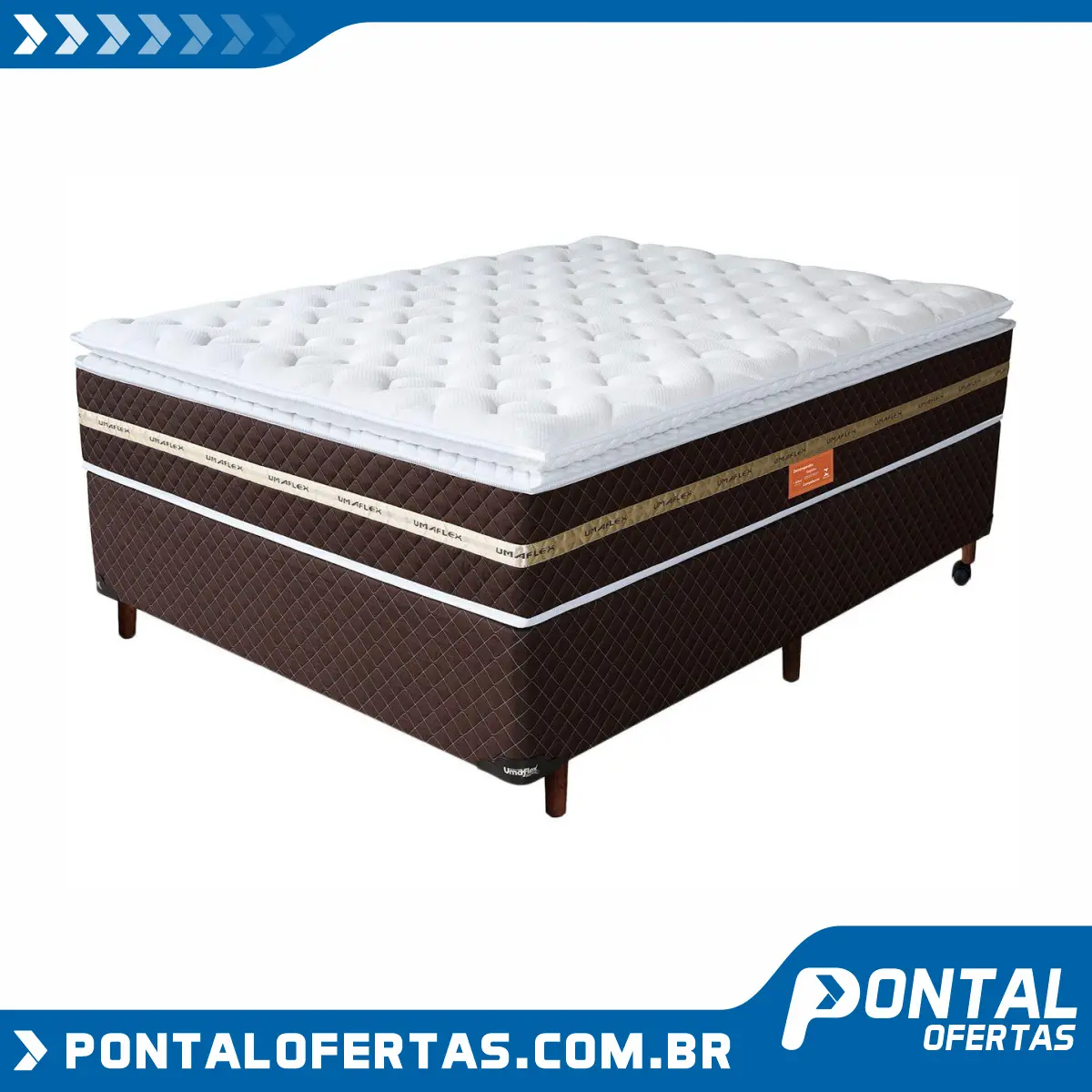 Cama Box Casal (Box + Colchão) Umaflex Mola - 63cm de Altura Prada Cama Box Casal (Box + Colchão) Umaflex Mola - 63cm de Altura Prada