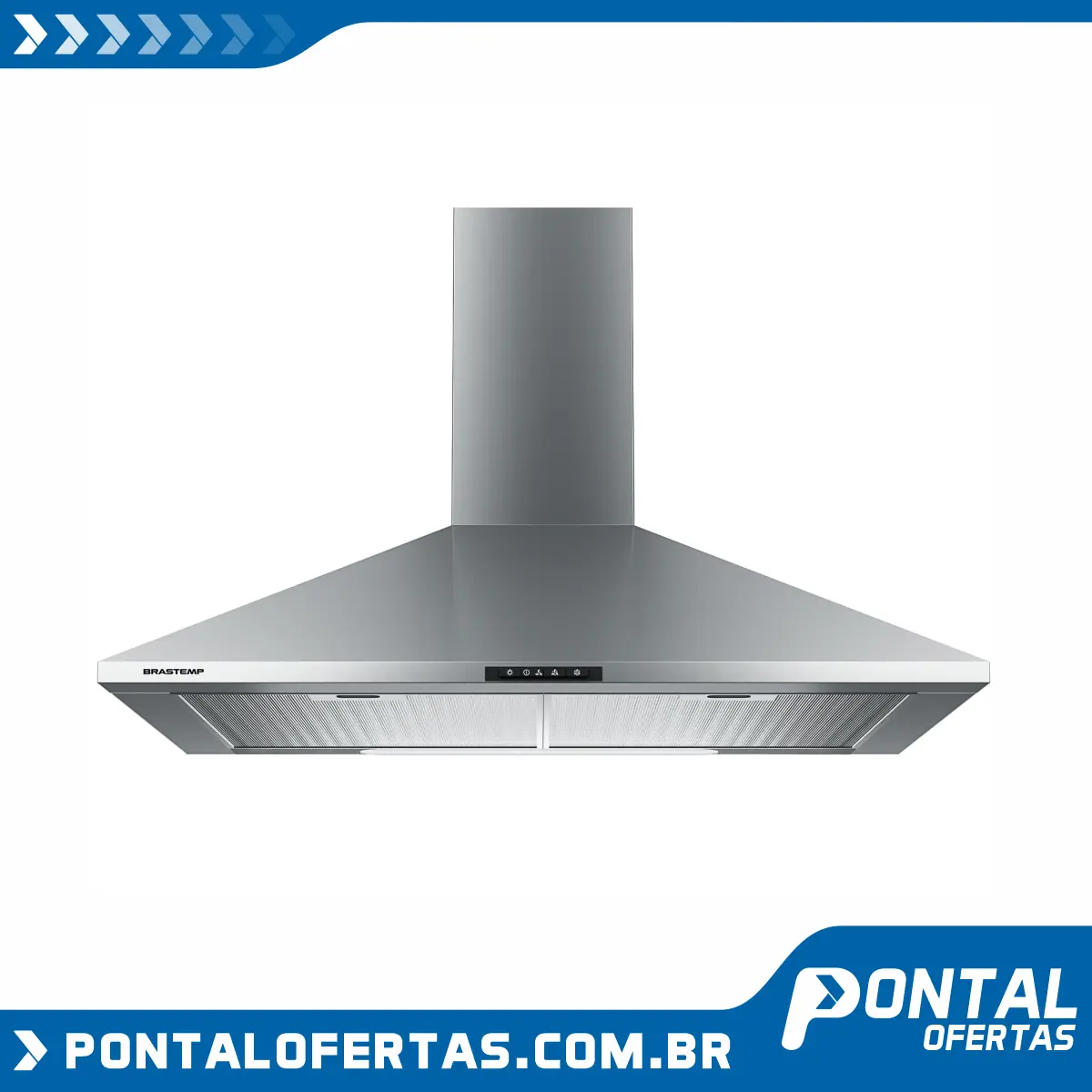 Coifa de Parede Brastemp 60 cm Inox piramidal 4 bocas com duplo filtro Coifa de Parede Brastemp 60 cm Inox piramidal 4 bocas com duplo filtro