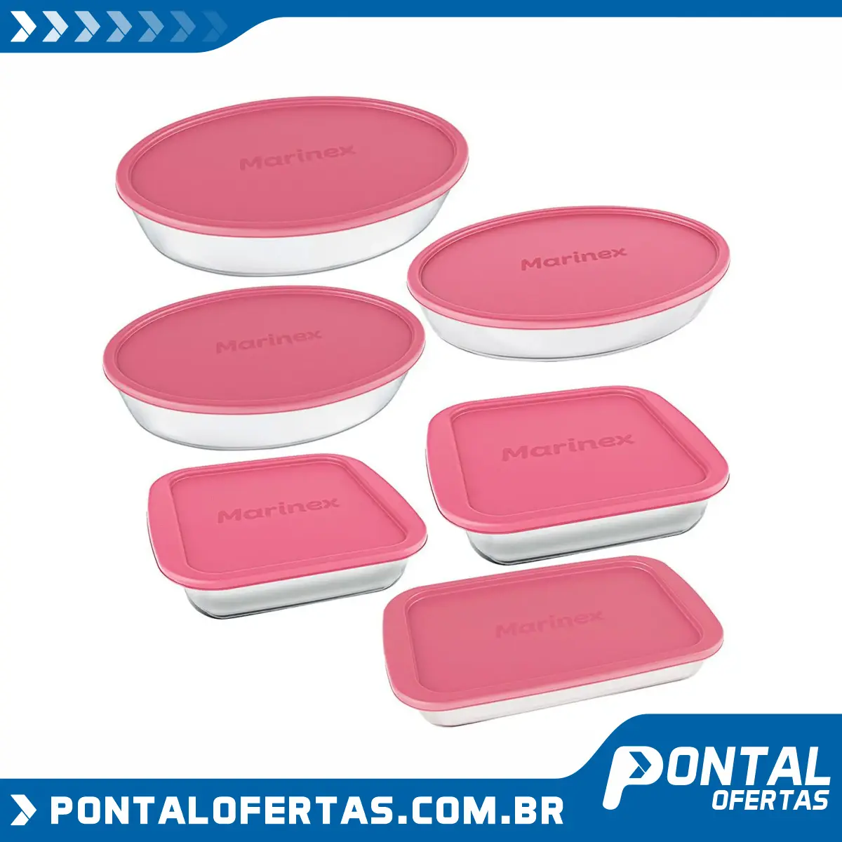 Conjunto de Assadeiras de Vidro Marinex - 15760201323776 6 Peças Conjunto de Assadeiras de Vidro Marinex - 15760201323776 6 Peças