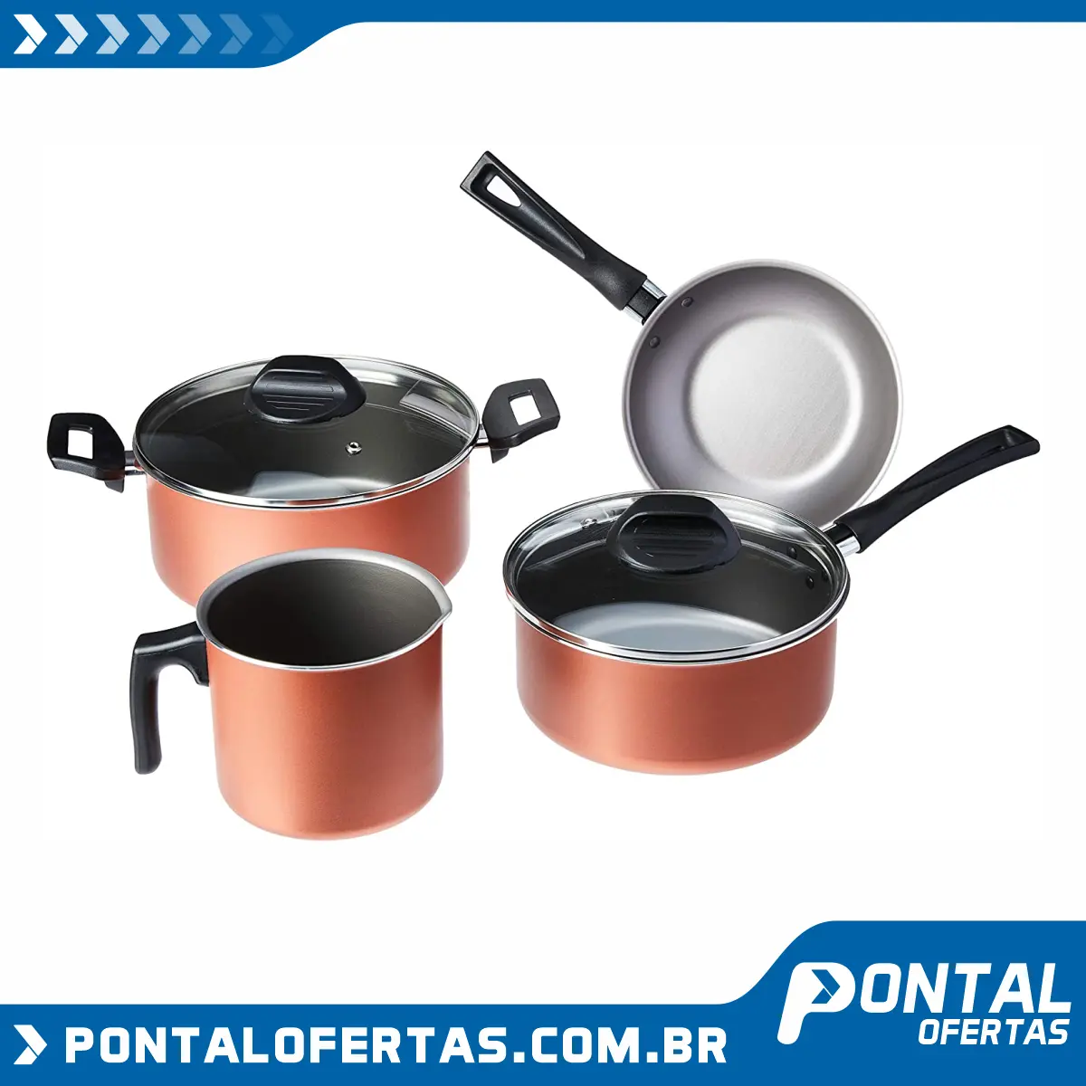 Conjunto de Panelas, Clove, Pacote de 4, Cobre, Brinox Conjunto de Panelas, Clove, Pacote de 4, Cobre, Brinox