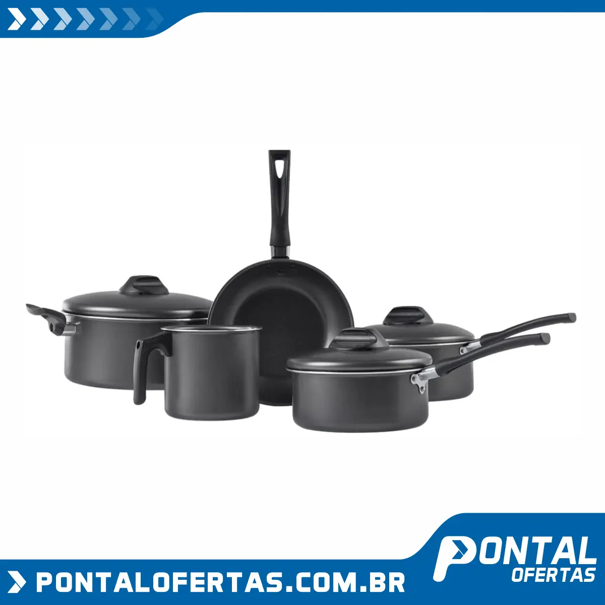 Conjunto de Panelas, Garlic, Grafite, Pacote de 5, Brinox Conjunto de Panelas, Garlic, Grafite, Pacote de 5, Brinox