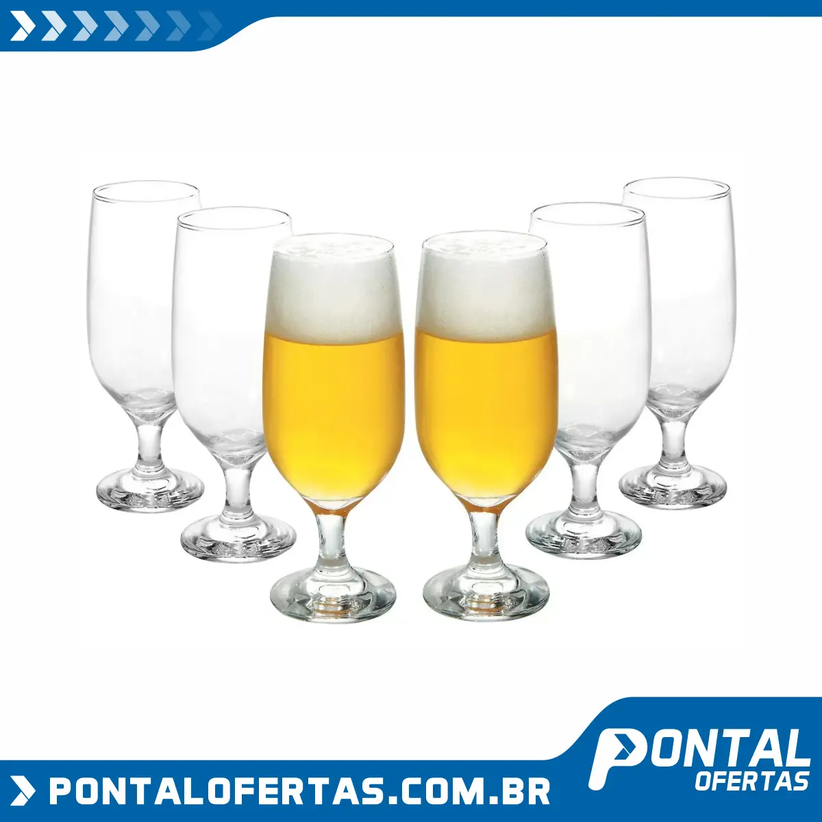 Conjunto de Taças de Vidro para Cerveja 6 Peças - 300ml Nadir Floripa 7732 Conjunto de Taças de Vidro para Cerveja 6 Peças - 300ml Nadir Floripa 7732