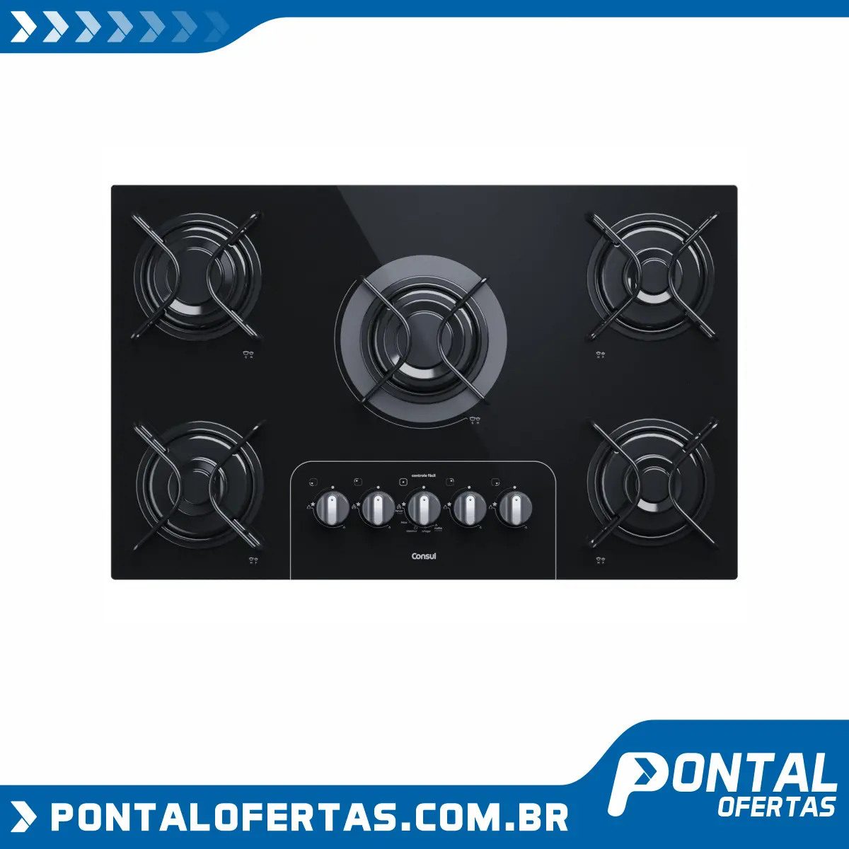 Cooktop 5 Bocas Consul Preto a Gás GLP - Facilite CD075 AE Cooktop 5 Bocas Consul Preto a Gás GLP - Facilite CD075 AE