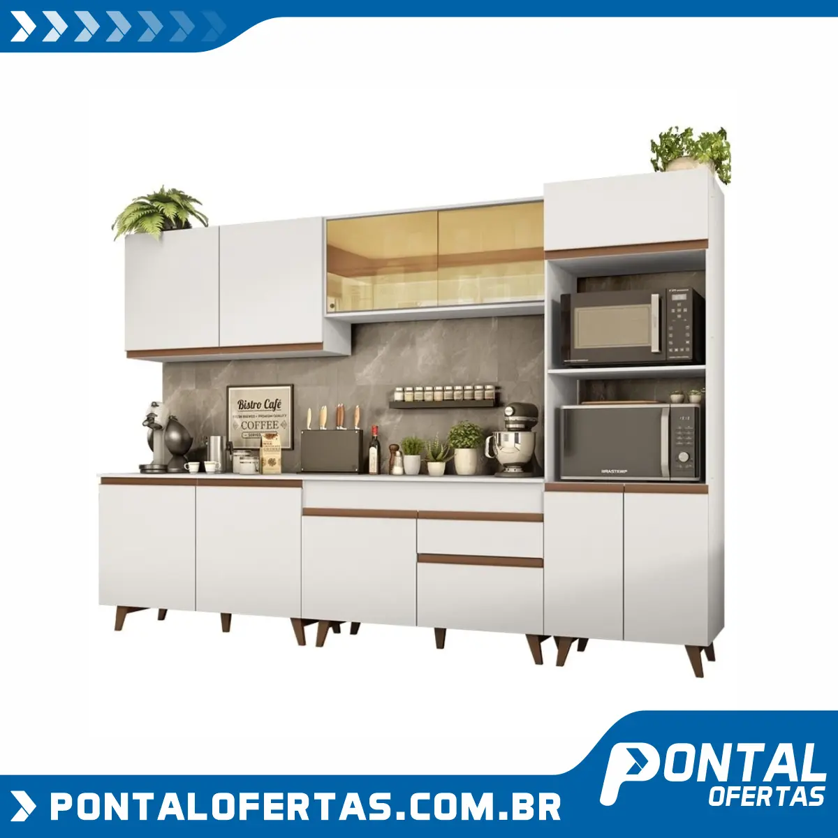 Cozinha Completa Madesa Reims 310001 com Armário e Balcão - Branco Cozinha Completa Madesa Reims 310001 com Armário e Balcão - Branco