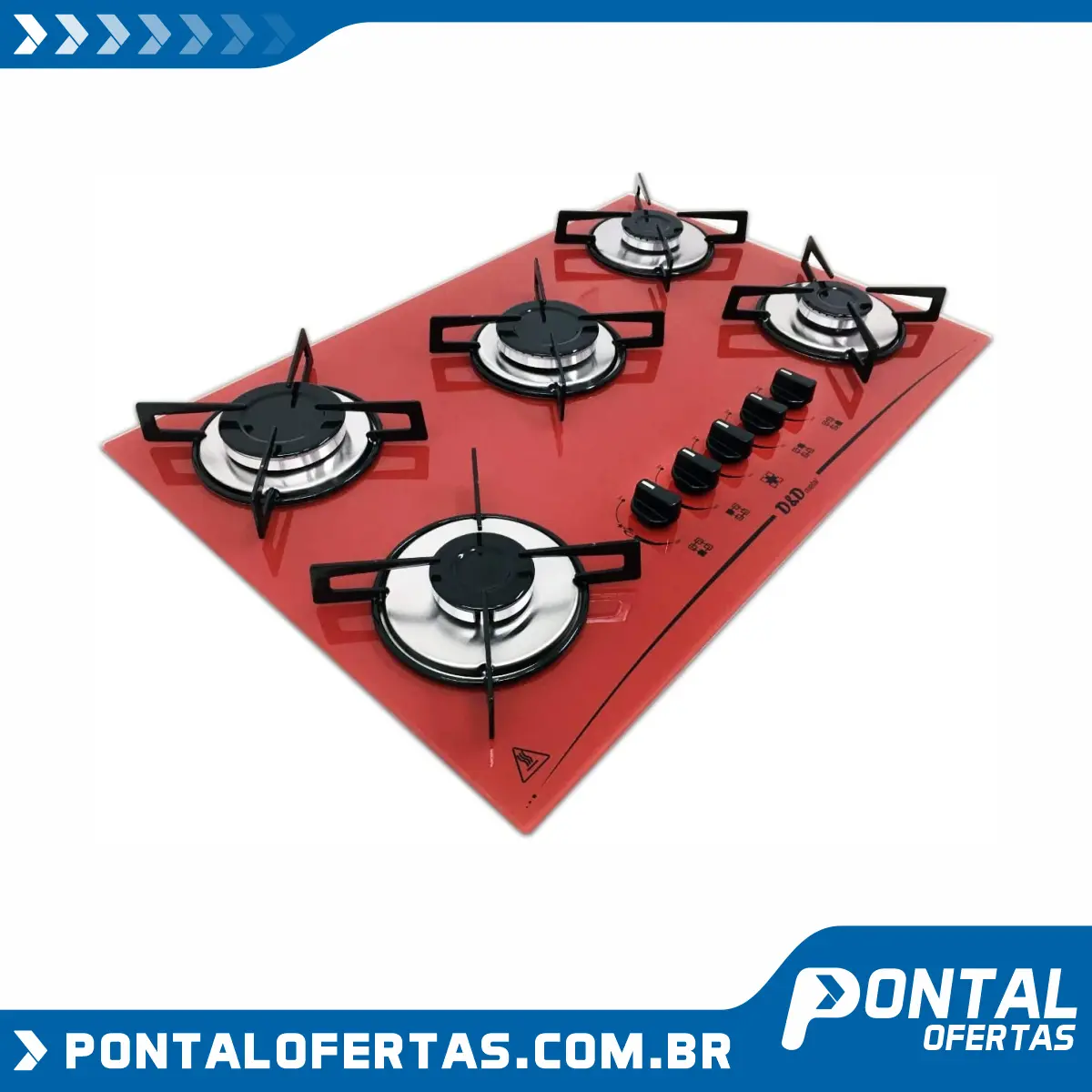 Fogão Cooktop DeD 5 Bocas Acendimento Automático - Vermelho Fogão Cooktop DeD 5 Bocas Acendimento Automático - Vermelho