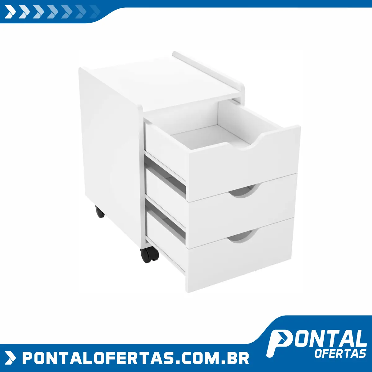 GAVETEIRO COM RODÍZIO LOMO 3GV BRANCO - FALKK GAVETEIRO COM RODÍZIO LOMO 3GV BRANCO - FALKK