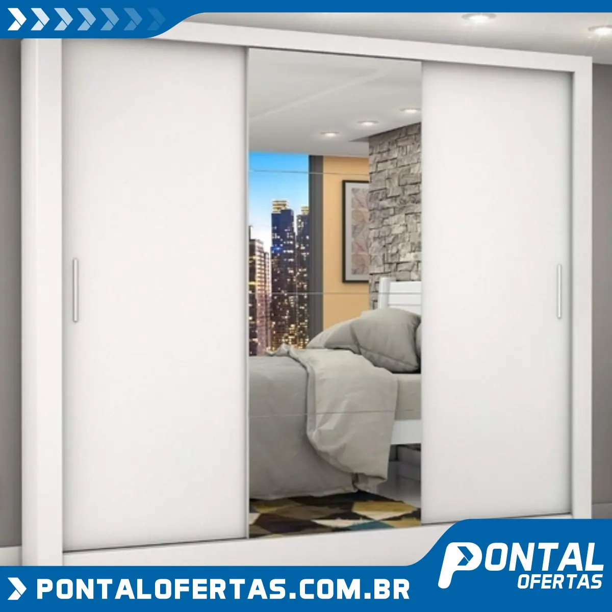 Guarda Roupa Casal 3 Portas com Espelho Porto Plus Espresso Móveis Branco Guarda Roupa Casal 3 Portas com Espelho Porto Plus Espresso Móveis Branco