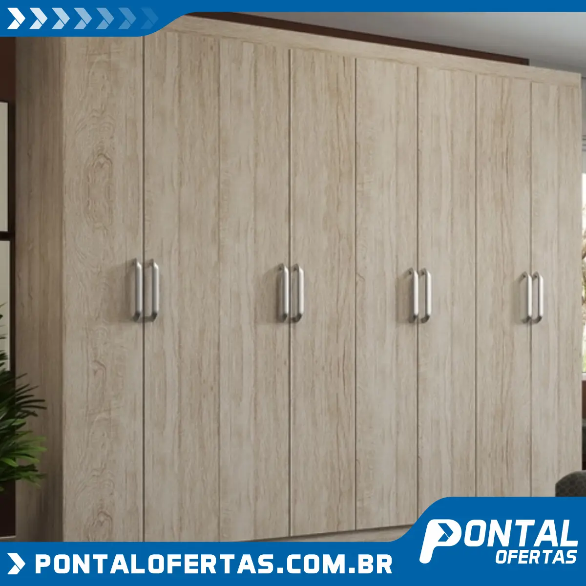 Guarda-Roupa Casal Ele & Ela 8 Portas 8 Prateleiras Malbec Bege Guarda-Roupa Casal Ele & Ela 8 Portas 8 Prateleiras Malbec Bege