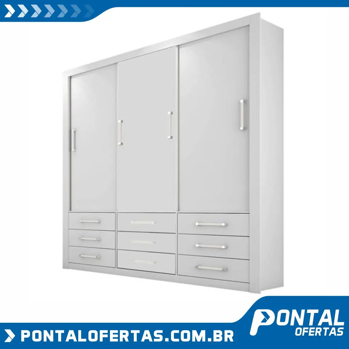 Guarda-Roupa Sem Espelho Anjos 3 Portas Carioca Móveis Branco/Branco Guarda-Roupa Sem Espelho Anjos 3 Portas Carioca Móveis Branco/Branco