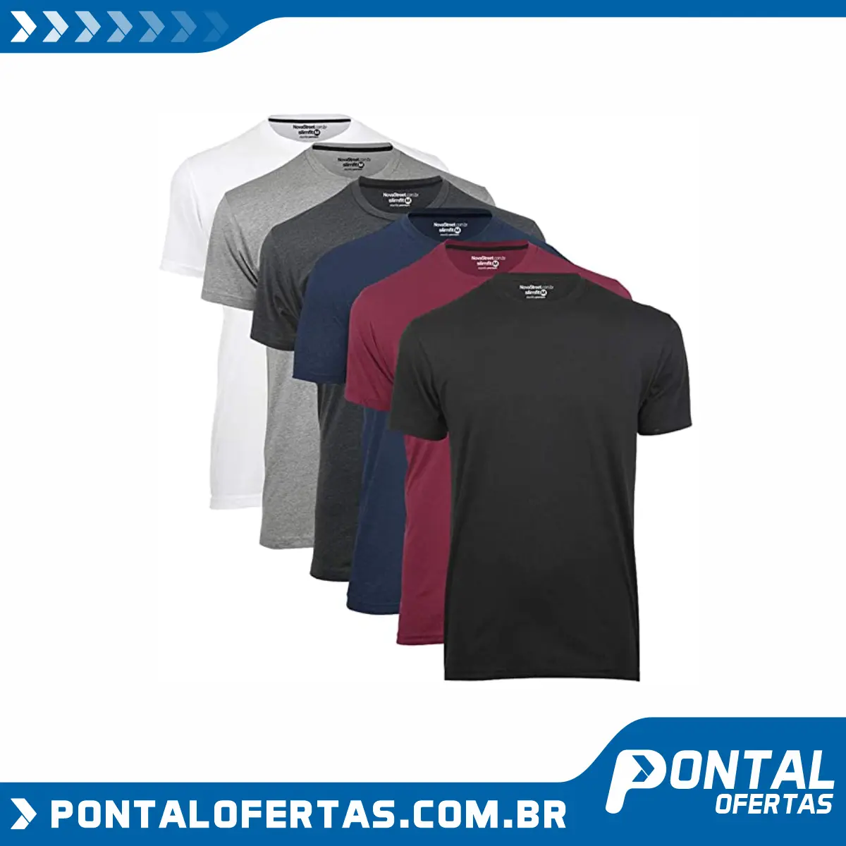 Kit 6 Camisetas Slim Básicas Masculinas Confort Novastreet Kit 6 Camisetas Slim Básicas Masculinas Confort Novastreet