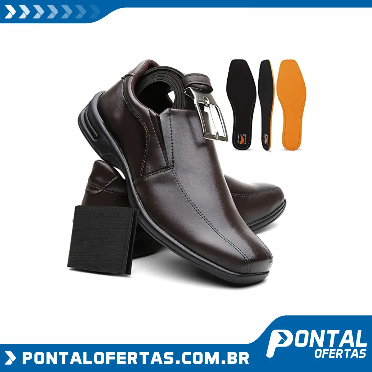 Kit Sapato Masculino Confort Plus Leve E Macio + Cinto e Carteira Kit Sapato Masculino Confort Plus Leve E Macio + Cinto e Carteira