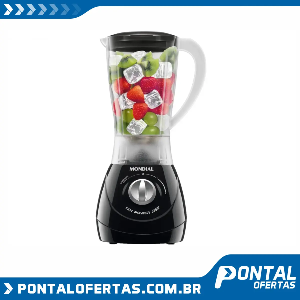 Liquidificador Mondial Easy Power L-550 Preto - 2 Velocidades 550W Liquidificador Mondial Easy Power L-550 Preto - 2 Velocidades 550W