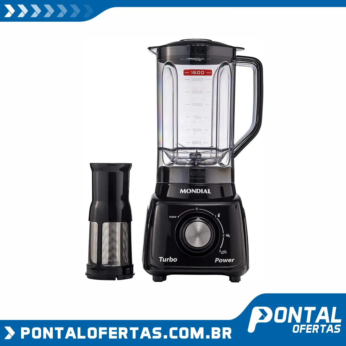 Liquidificador Turbo Power, 550W, Copo de 2,2L, 127V, Preto, Mondial - L-99 FB Liquidificador Turbo Power, 550W, Copo de 2,2L, 127V, Preto, Mondial - L-99 FB