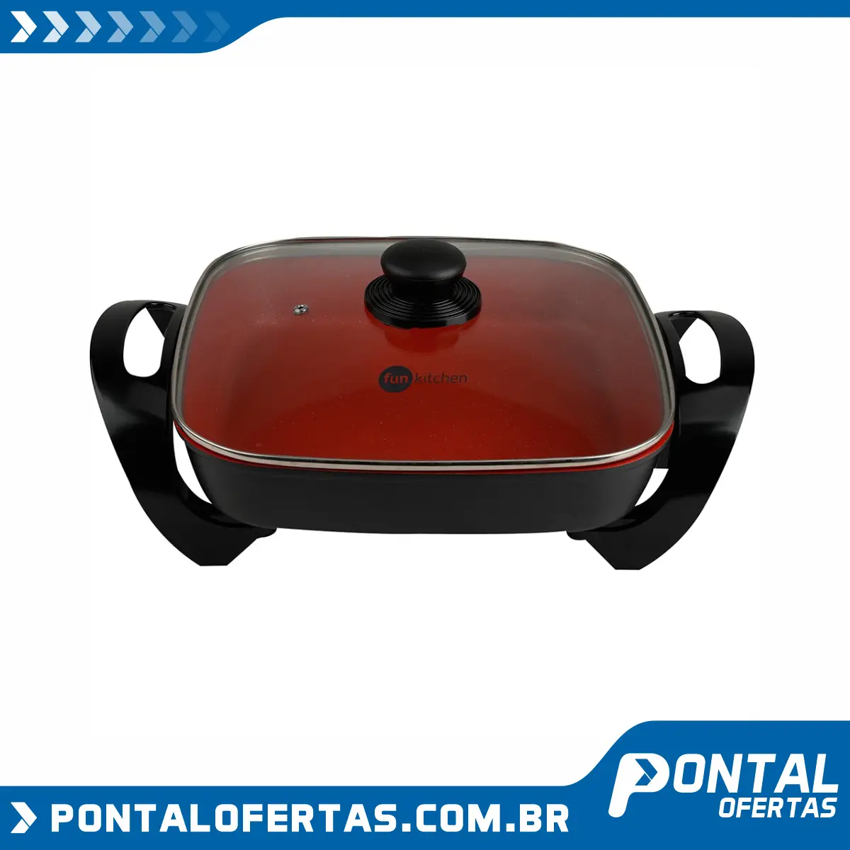 Panela elétrica quadrada 4L CH40 preta c/ revestimento vermelho 220V Panela elétrica quadrada 4L CH40 preta c/ revestimento vermelho 220V