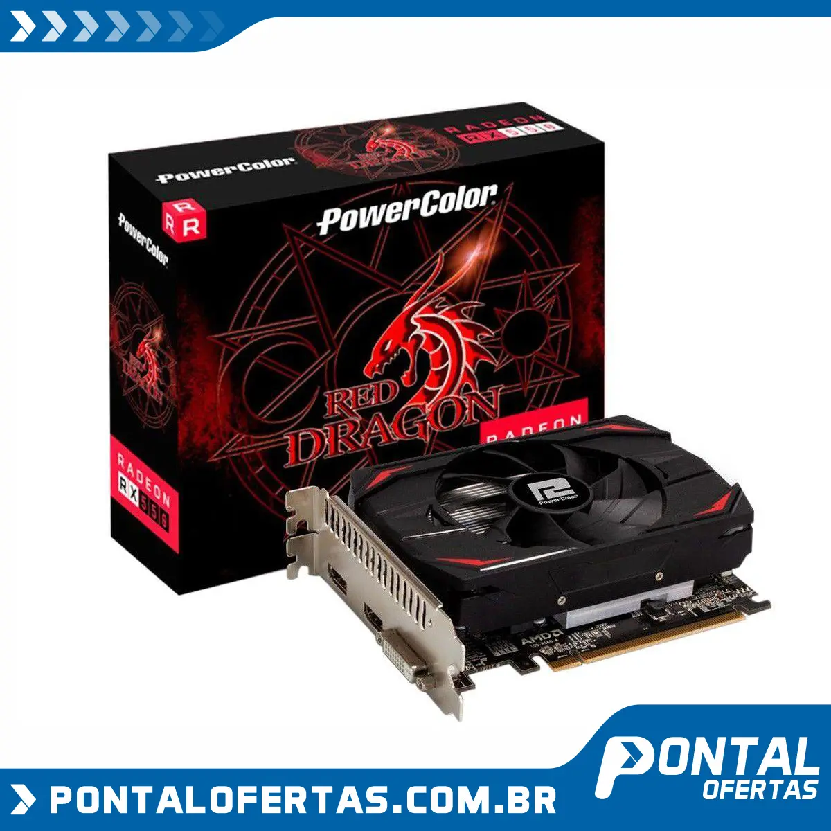 Placa de Vídeo Power Color Radeon RX 550 4GB - DDR5 128 bits Placa de Vídeo Power Color Radeon RX 550 4GB - DDR5 128 bits