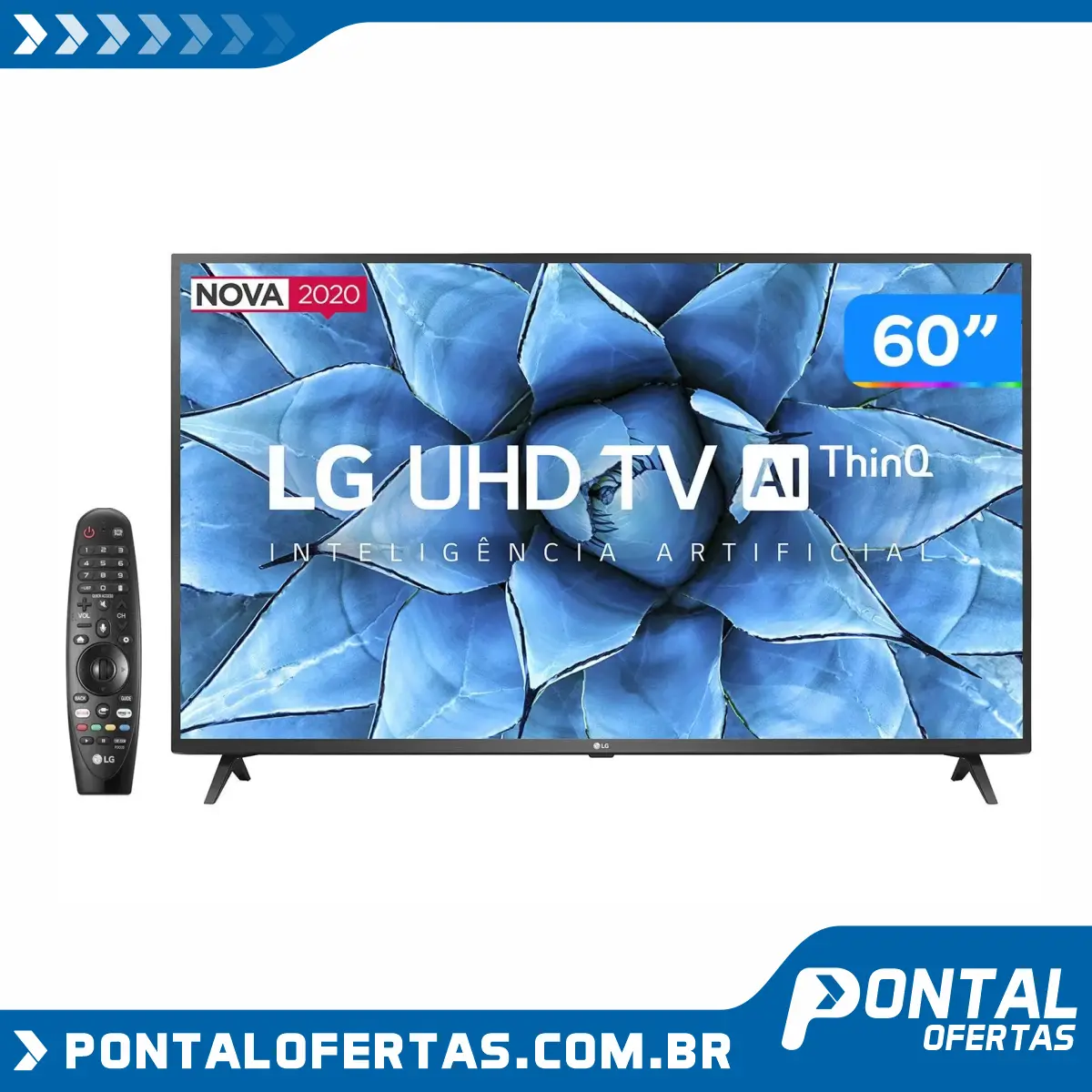 Smart TV 4K LED 60” LG 60UN7310PSA Wi-Fi Bluetooth - HDR Inteligência Artificial 3 HDMI 2 USB Smart TV 4K LED 60” LG 60UN7310PSA Wi-Fi Bluetooth - HDR Inteligência Artificial 3 HDMI 2 USB