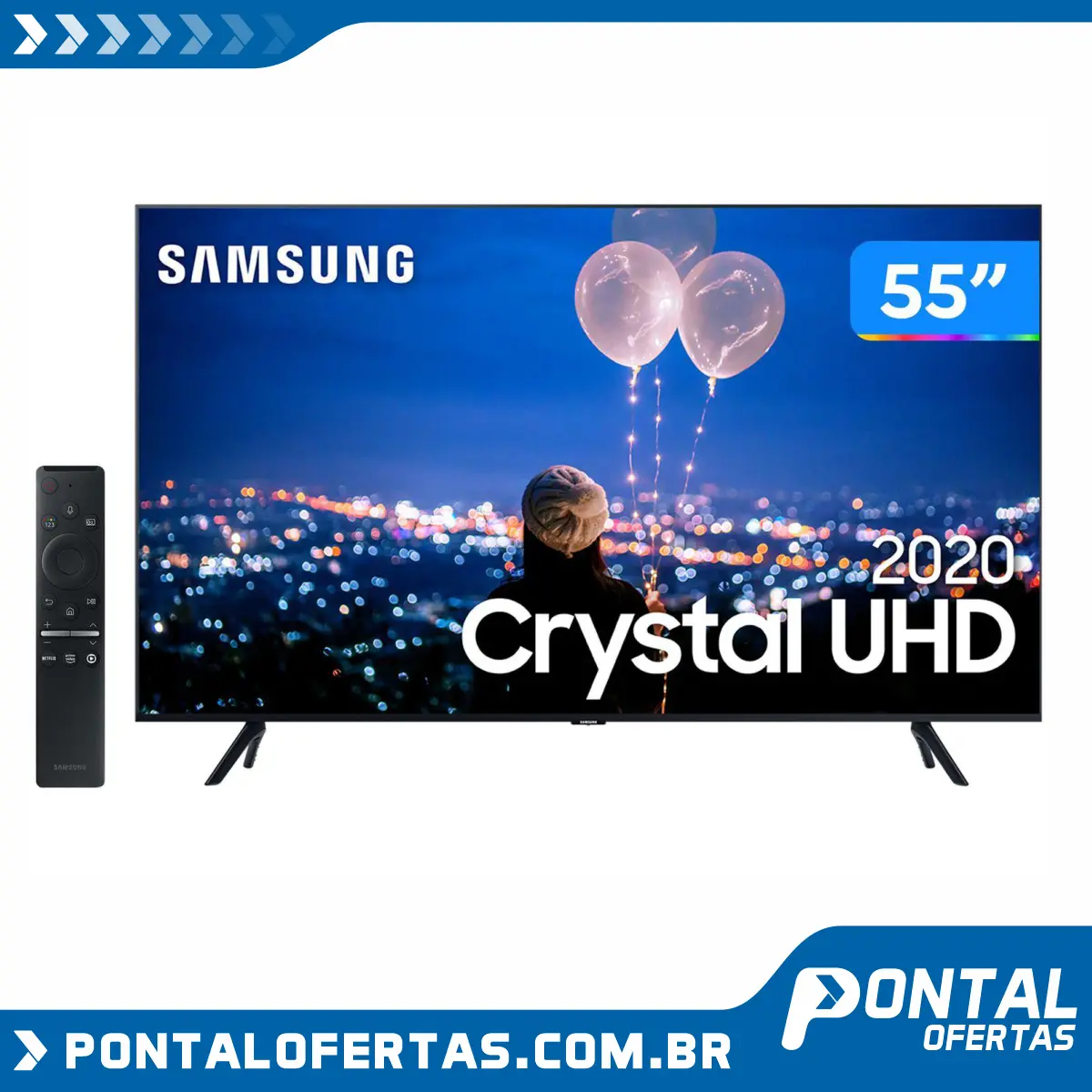 Smart TV Crystal UHD 4K LED 55” Samsung - 55TU8000 Wi-Fi Bluetooth HDR 3 HDMI 2 USB Smart TV Crystal UHD 4K LED 55” Samsung - 55TU8000 Wi-Fi Bluetooth HDR 3 HDMI 2 USB